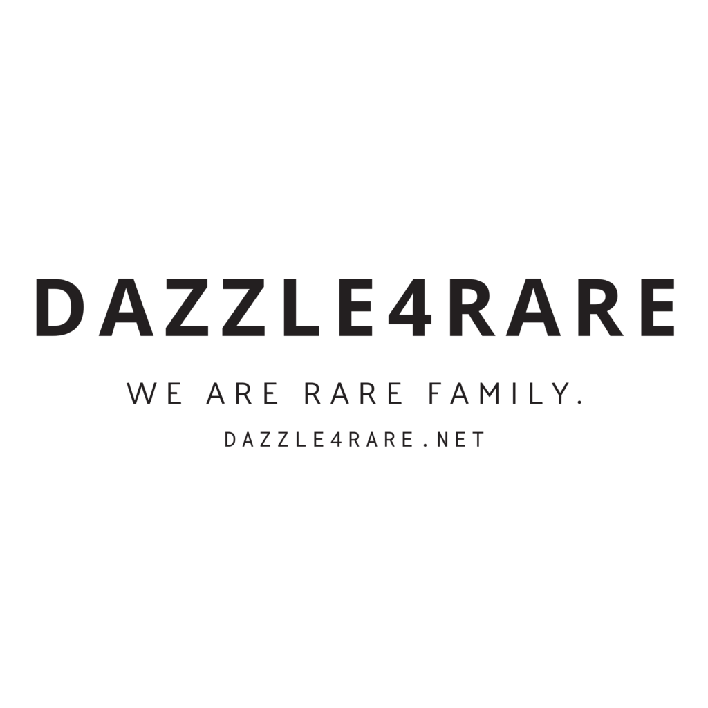 Dazzle4Rare text-only logo on white background. It reads, "Dazzle4Rare We are Rare Family dazzle4rare.net"